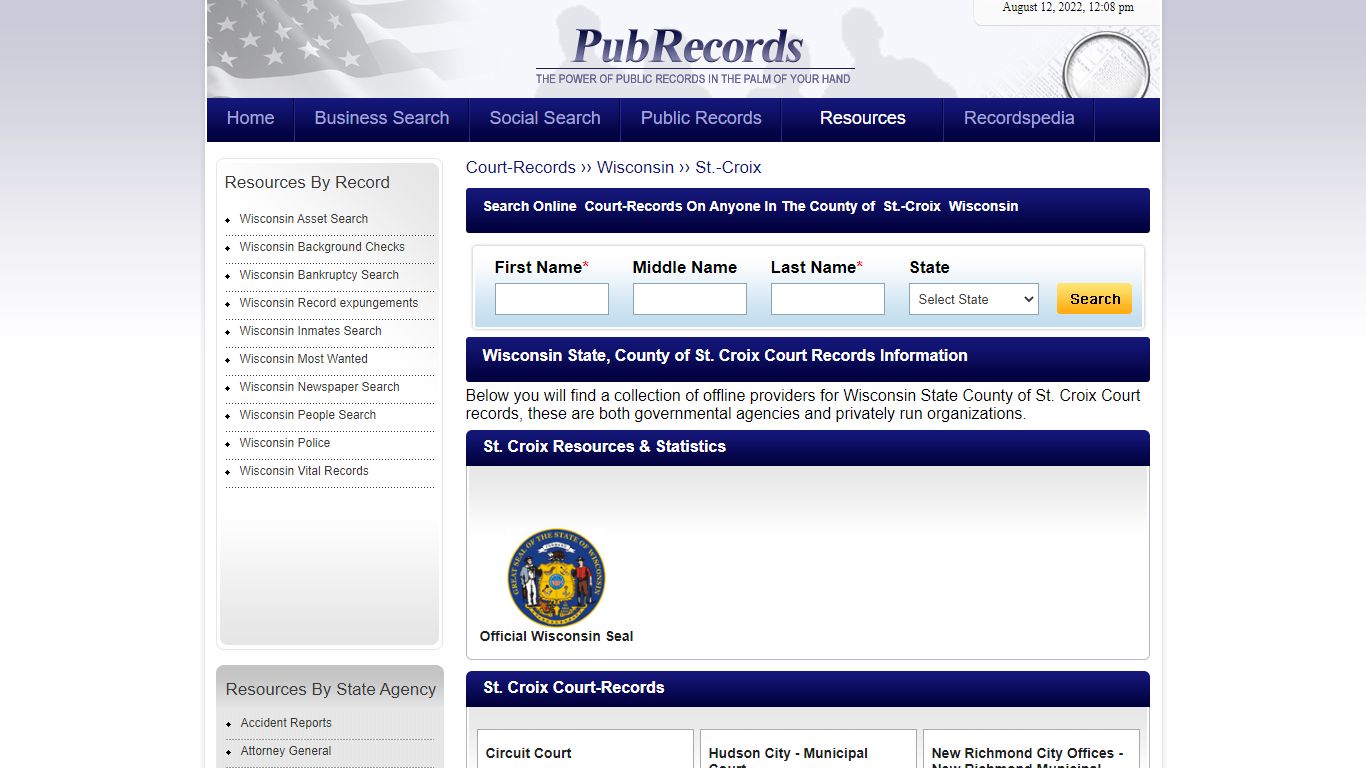 St. Croix County, Wisconsin Court Records